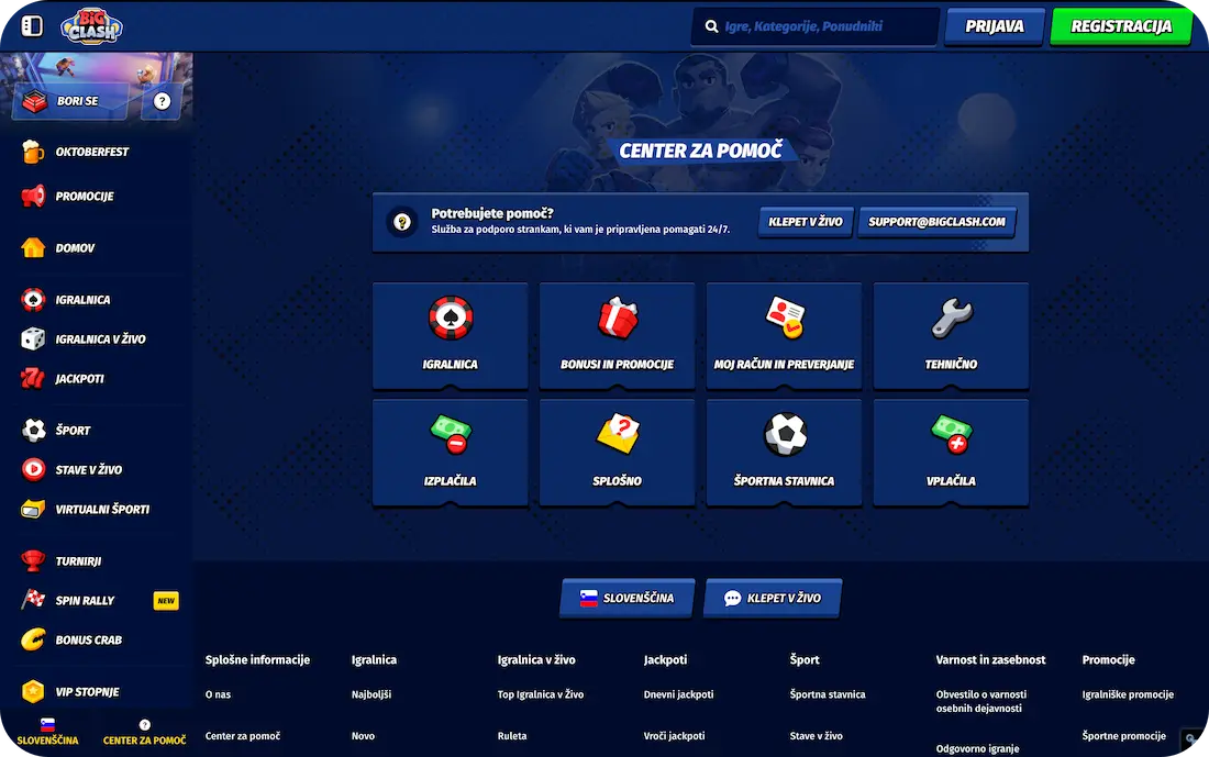 BigClash Casino Podpora